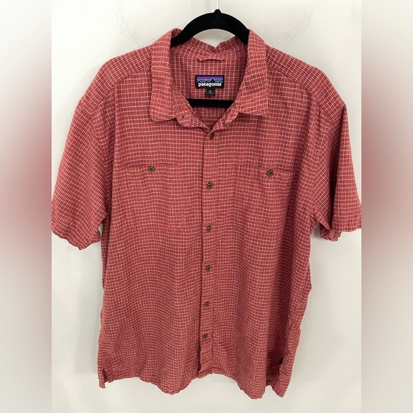 Patagonia Back Step Hemp Organic Cotton Short Sleeve Button Up Shirt XL Men’s L1 - Picture 2 of 6
